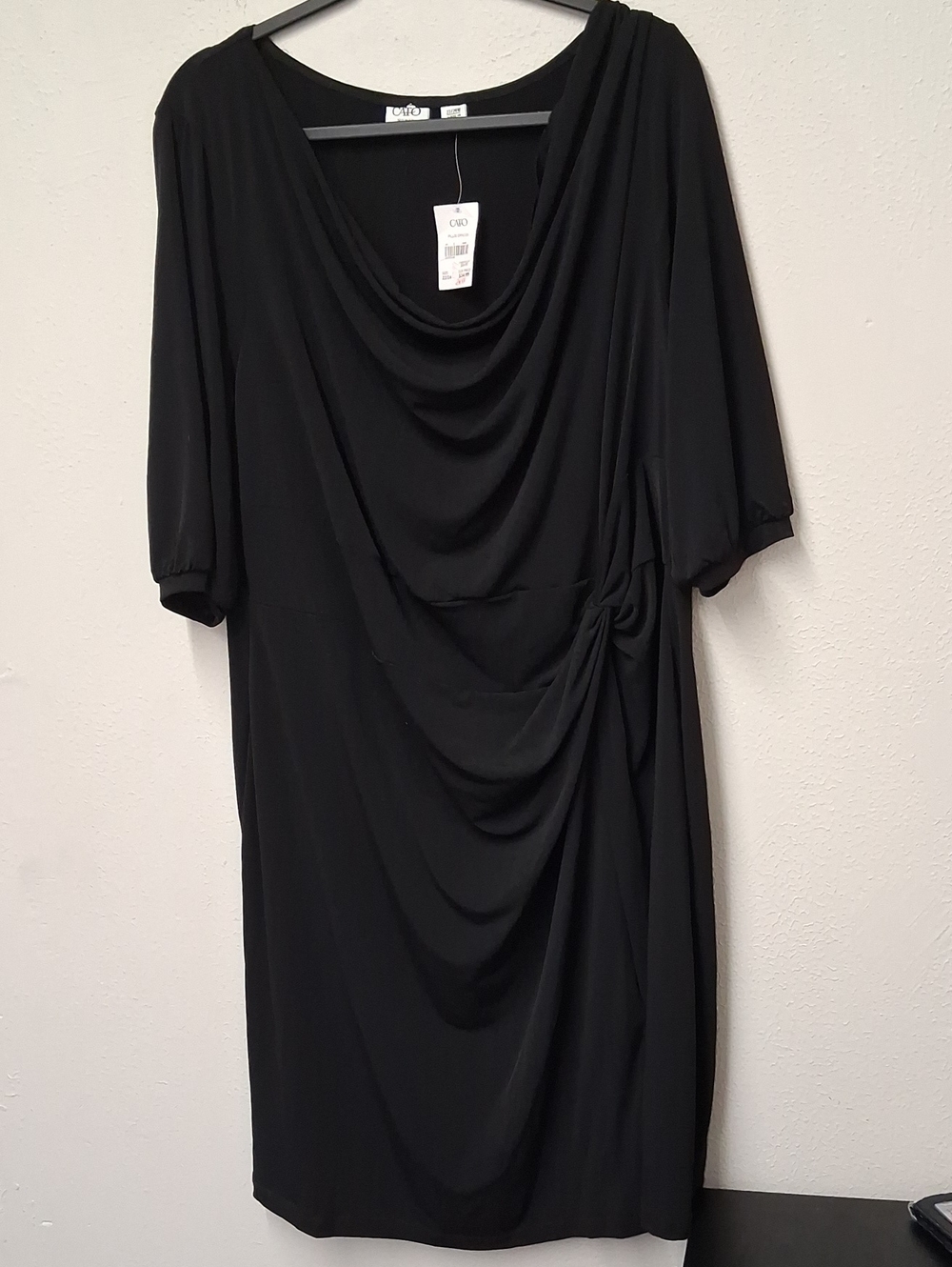 Cato Black Draped Tunic with Side Knot